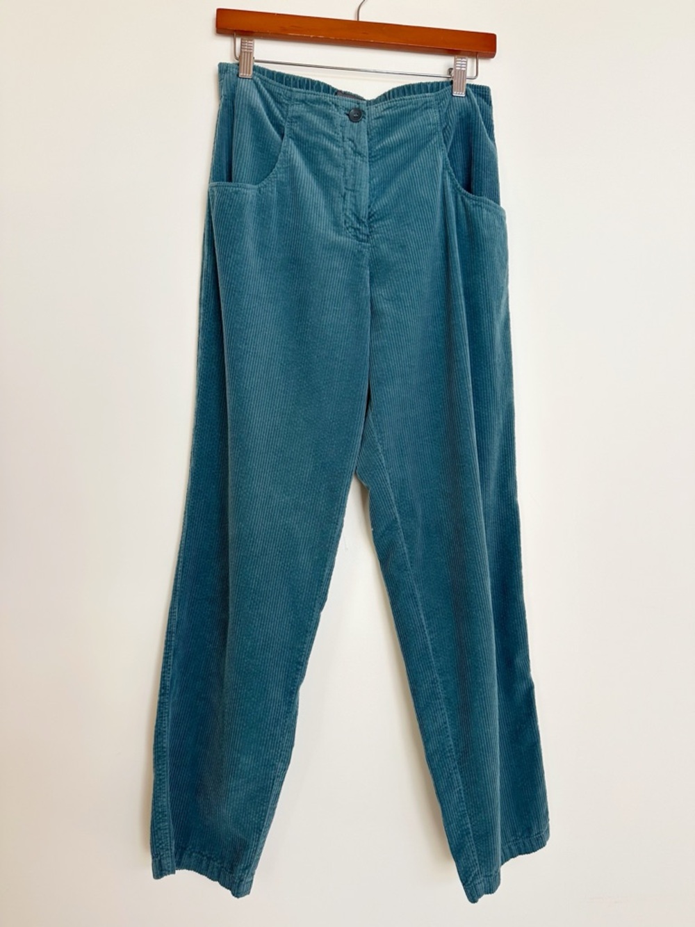 OSKA Teal Blue Corduroy Barrel Pants Size 1 or Small 100% Cotton